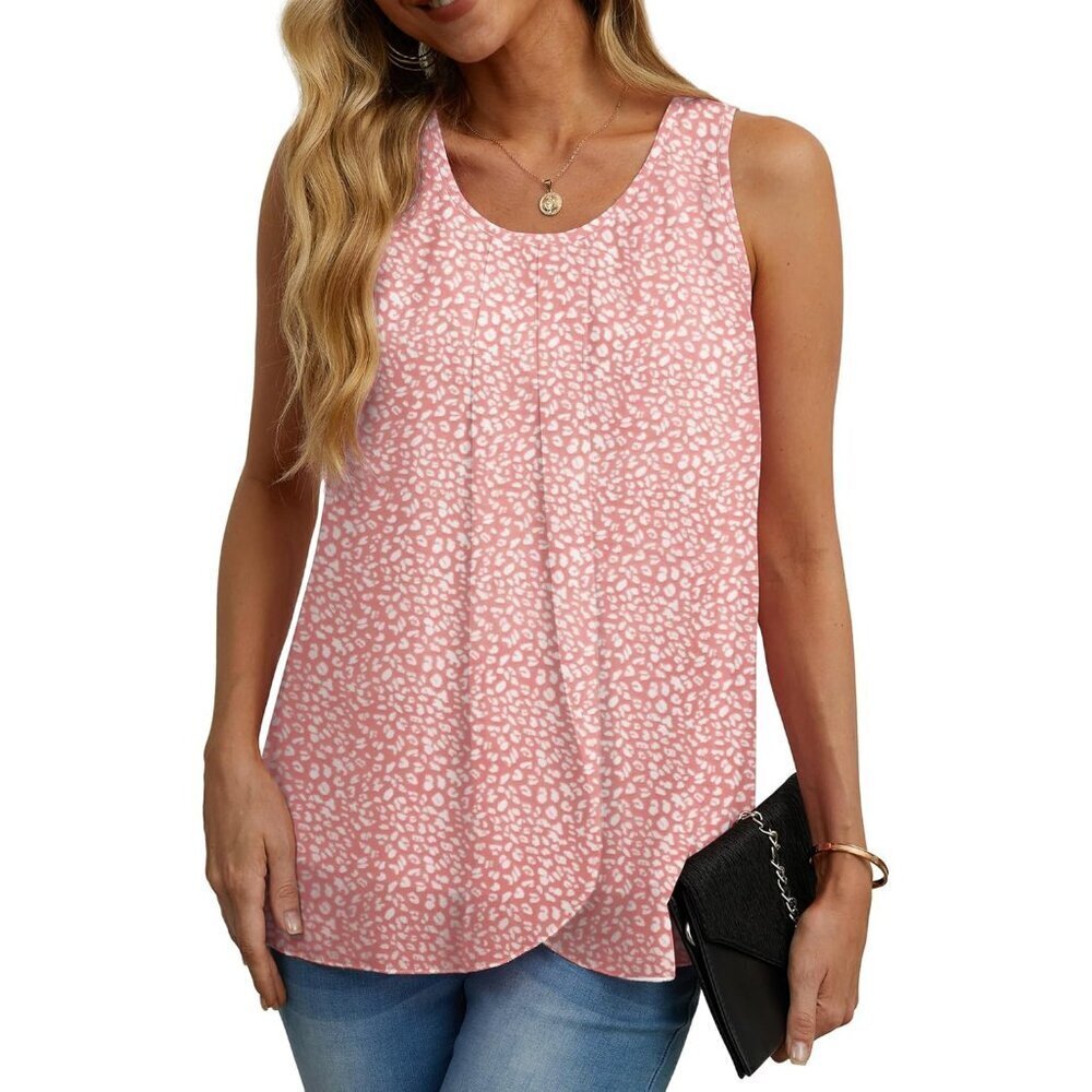 Womens Sleeveless Chiffon Tank Top Casual Blouse Loose Fit X-Large
